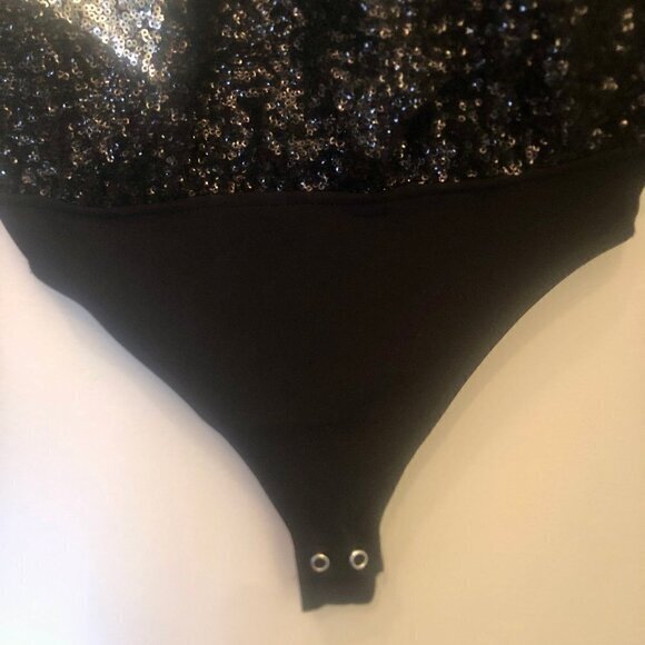NWT Express Color Block Sequin Strong Shoulder Thong Bodysuit sz XXS - Picture 12 of 15